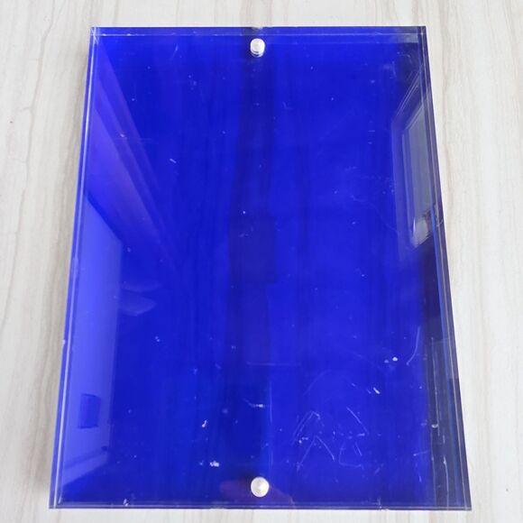 Clear & Blue Lucite Magnetic Block Photo Picture Frame 6" X 8" - Picture 4 of 10